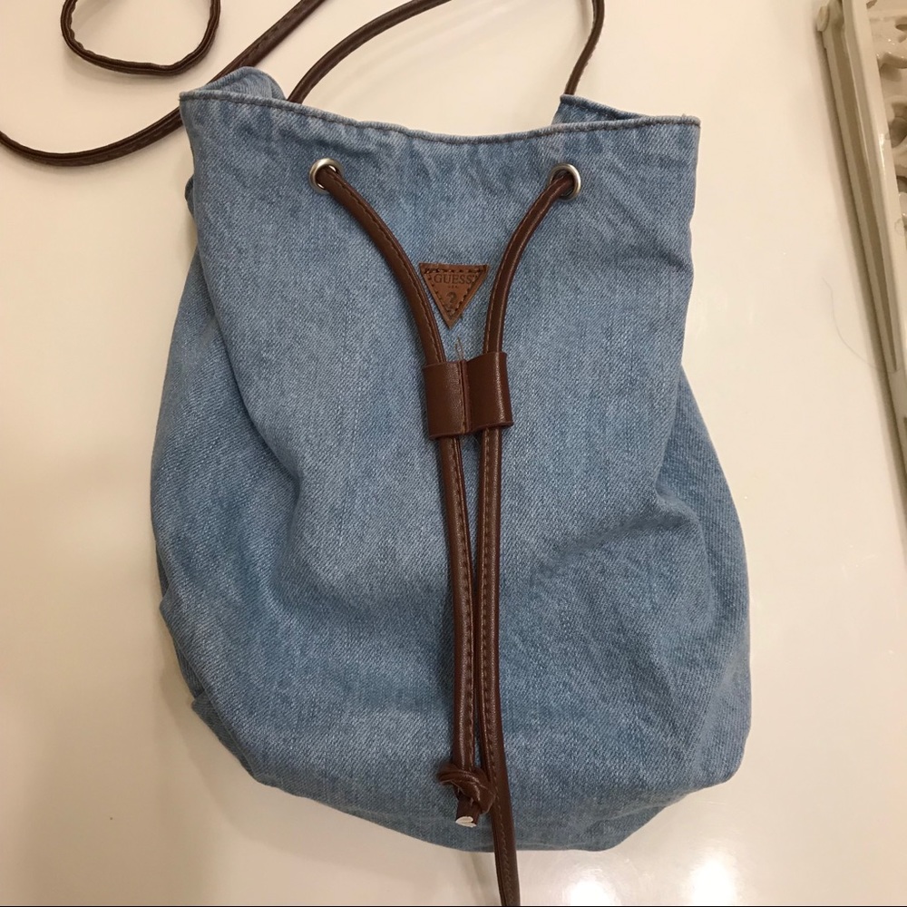 Guess Denim Drawstring Crossbody